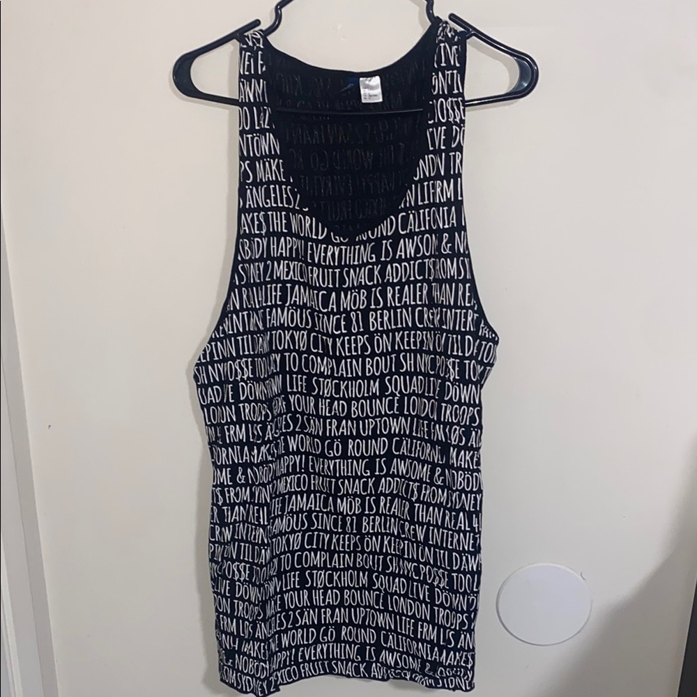 H&M Divided Black and White Graphic Tank Top